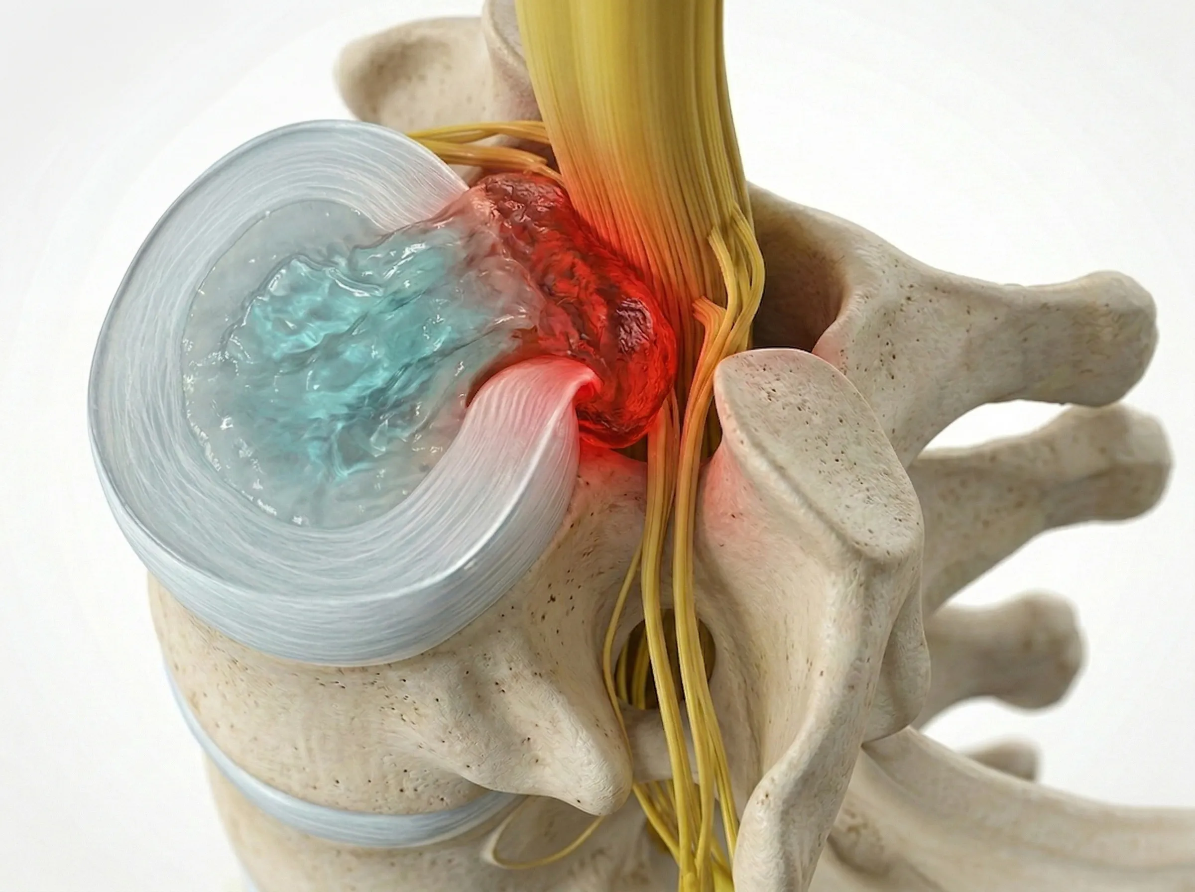 Illustration showing cauda equina nerve compression